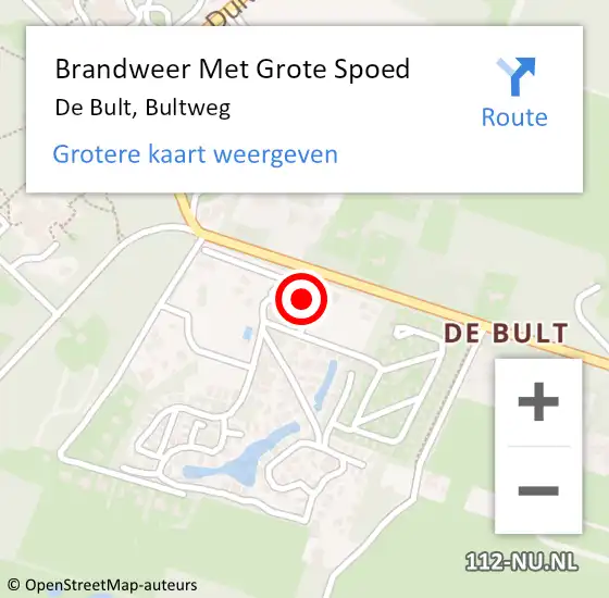 Locatie op kaart van de 112 melding: Brandweer Met Grote Spoed Naar De Bult, Bultweg op 15 februari 2015 03:25