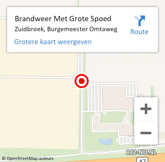 Locatie op kaart van de 112 melding: Brandweer Met Grote Spoed Naar Zuidbroek, Burgemeester Omtaweg op 15 februari 2015 03:28