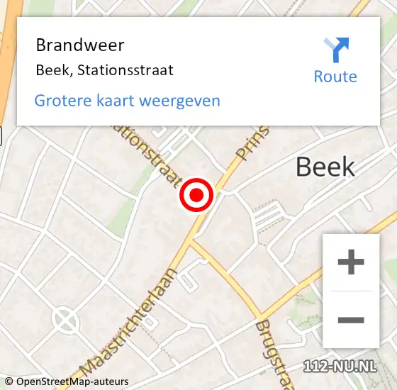 Locatie op kaart van de 112 melding: Brandweer Beek, Stationsstraat op 15 februari 2015 03:47