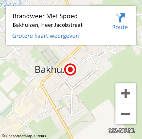 Locatie op kaart van de 112 melding: Brandweer Met Spoed Naar Bakhuizen, Heer Jacobstraat op 15 februari 2015 03:50