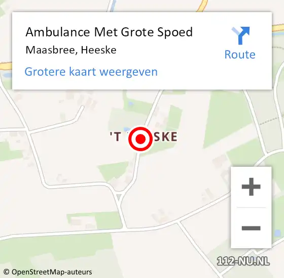 Locatie op kaart van de 112 melding: Ambulance Met Grote Spoed Naar Maasbree, Heeske op 15 februari 2015 04:17