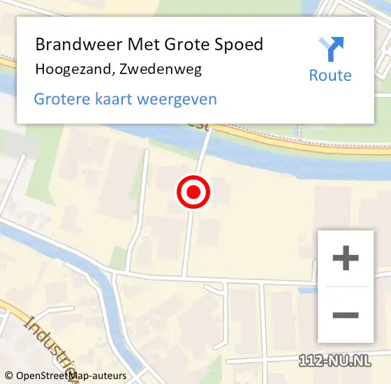 Locatie op kaart van de 112 melding: Brandweer Met Grote Spoed Naar Hoogezand, Zwedenweg op 15 februari 2015 05:14