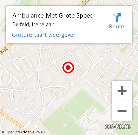 Locatie op kaart van de 112 melding: Ambulance Met Grote Spoed Naar Belfeld, Irenelaan op 15 februari 2015 05:22