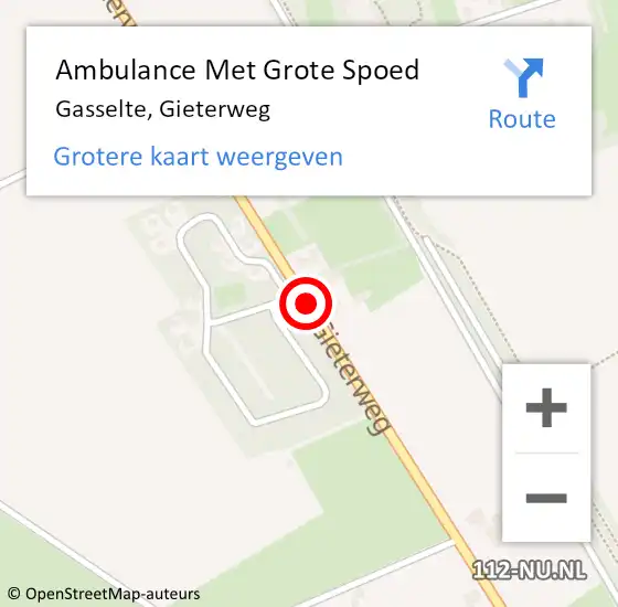 Locatie op kaart van de 112 melding: Ambulance Met Grote Spoed Naar Gasselte, Gieterweg op 15 februari 2015 05:39