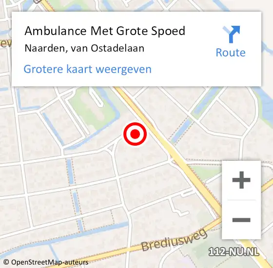 Locatie op kaart van de 112 melding: Ambulance Met Grote Spoed Naar Naarden, van Ostadelaan op 15 februari 2015 06:32