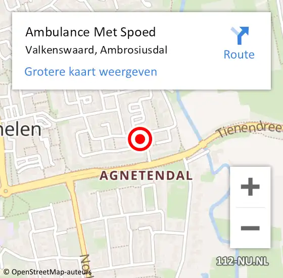 Locatie op kaart van de 112 melding: Ambulance Met Spoed Naar Valkenswaard, Ambrosiusdal op 15 februari 2015 07:40