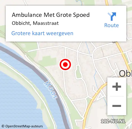 Locatie op kaart van de 112 melding: Ambulance Met Grote Spoed Naar Obbicht, Maasstraat op 15 februari 2015 08:17