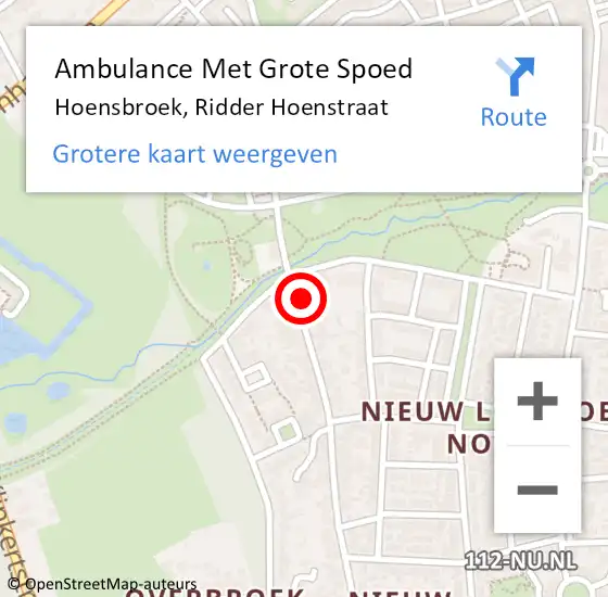 Locatie op kaart van de 112 melding: Ambulance Met Grote Spoed Naar Hoensbroek, Ridder Hoenstraat op 15 februari 2015 08:21