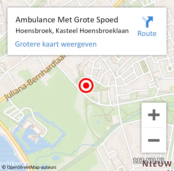 Locatie op kaart van de 112 melding: Ambulance Met Grote Spoed Naar Hoensbroek, Kasteel Hoensbroeklaan op 15 februari 2015 09:04