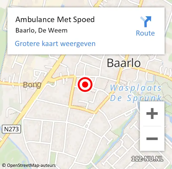 Locatie op kaart van de 112 melding: Ambulance Met Spoed Naar Baarlo, De Weem op 15 februari 2015 09:14