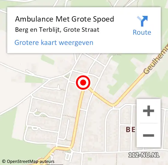 Locatie op kaart van de 112 melding: Ambulance Met Grote Spoed Naar Berg en Terblijt, Grote Straat op 15 februari 2015 09:18