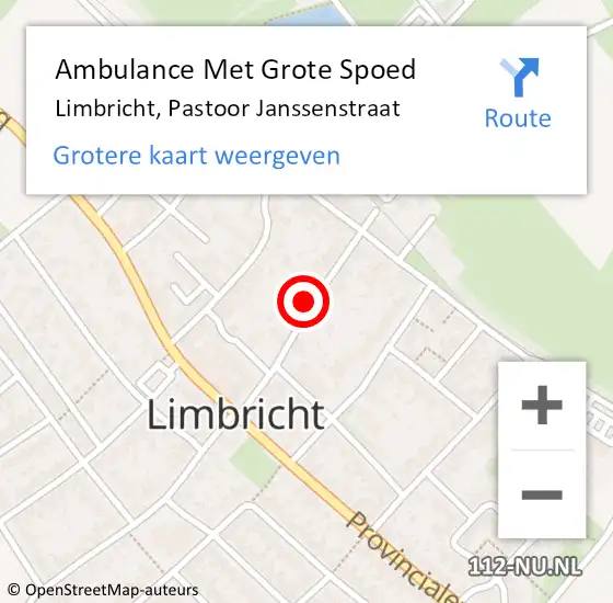 Locatie op kaart van de 112 melding: Ambulance Met Grote Spoed Naar Limbricht, Pastoor Janssenstraat op 15 februari 2015 09:23