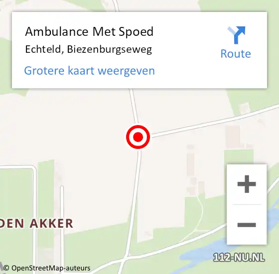 Locatie op kaart van de 112 melding: Ambulance Met Spoed Naar Echteld, Biezenburgseweg op 15 februari 2015 10:39