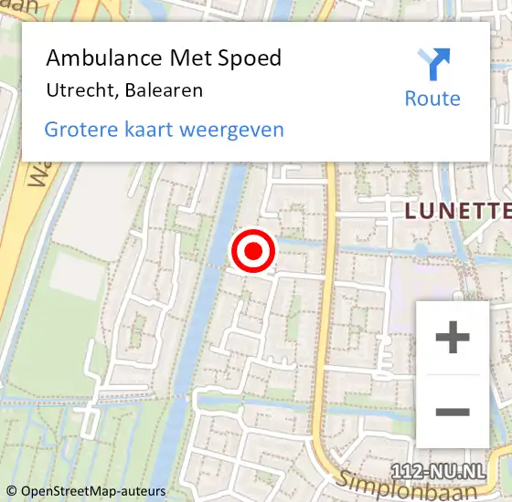 Locatie op kaart van de 112 melding: Ambulance Met Spoed Naar Utrecht, Balearen op 15 februari 2015 10:44