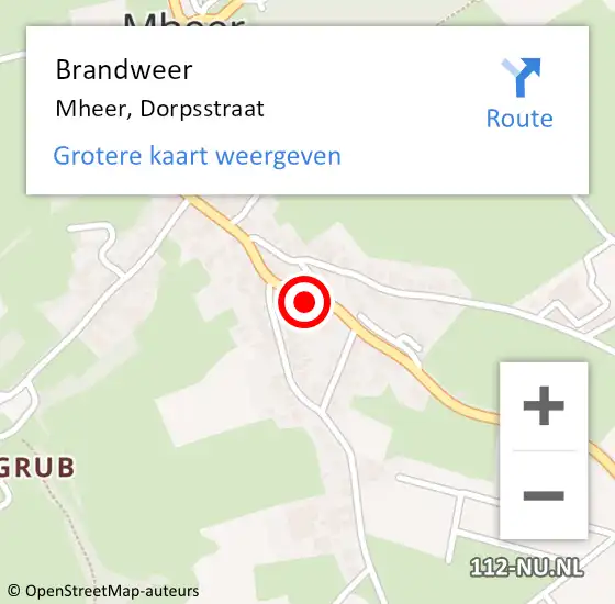 Locatie op kaart van de 112 melding: Brandweer Mheer, Dorpsstraat op 15 februari 2015 10:56