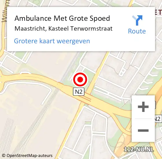 Locatie op kaart van de 112 melding: Ambulance Met Grote Spoed Naar Maastricht, Kasteel Terwormstraat op 15 februari 2015 11:04