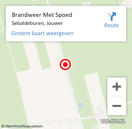 Locatie op kaart van de 112 melding: Brandweer Met Spoed Naar Sebaldeburen, Jouwer op 15 februari 2015 11:18