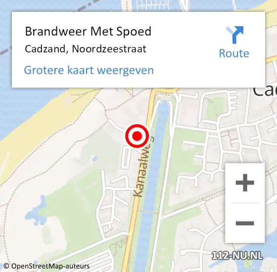 Locatie op kaart van de 112 melding: Brandweer Met Spoed Naar Cadzand, Noordzeestraat op 15 februari 2015 12:04