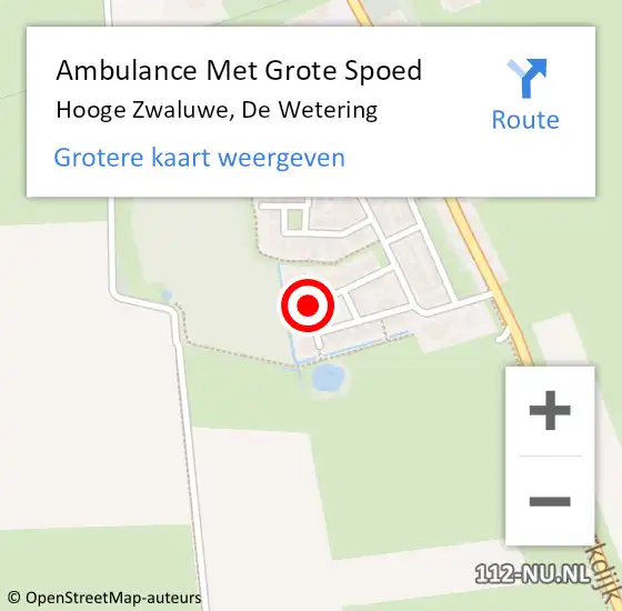 Locatie op kaart van de 112 melding: Ambulance Met Grote Spoed Naar Hooge Zwaluwe, De Wetering op 15 februari 2015 12:14