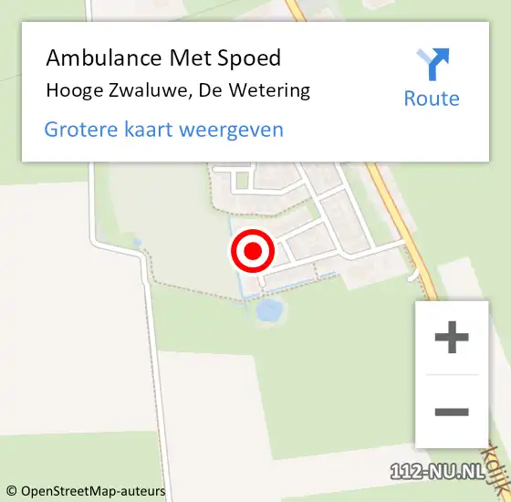 Locatie op kaart van de 112 melding: Ambulance Met Spoed Naar Hooge Zwaluwe, De Wetering op 15 februari 2015 12:17