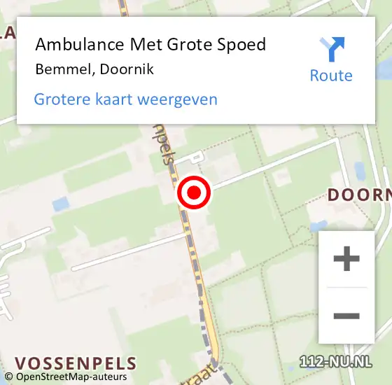 Locatie op kaart van de 112 melding: Ambulance Met Grote Spoed Naar Bemmel, Doornik op 15 februari 2015 12:42