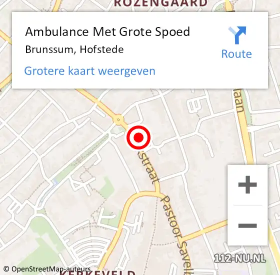 Locatie op kaart van de 112 melding: Ambulance Met Grote Spoed Naar Brunssum, Hofstede op 15 februari 2015 12:55