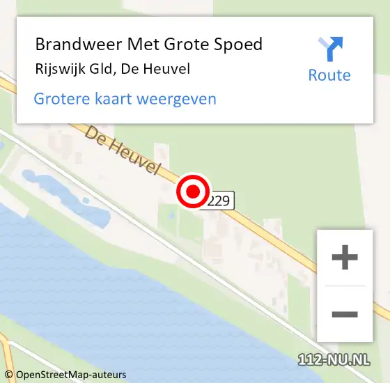 Locatie op kaart van de 112 melding: Brandweer Met Grote Spoed Naar Rijswijk Gld, De Heuvel op 15 februari 2015 13:11