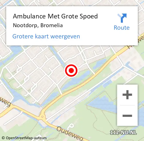 Locatie op kaart van de 112 melding: Ambulance Met Grote Spoed Naar Nootdorp, Bromelia op 15 februari 2015 13:22