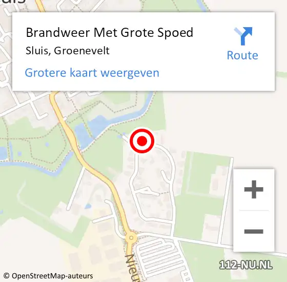 Locatie op kaart van de 112 melding: Brandweer Met Grote Spoed Naar Sluis, Groenevelt op 15 februari 2015 13:30