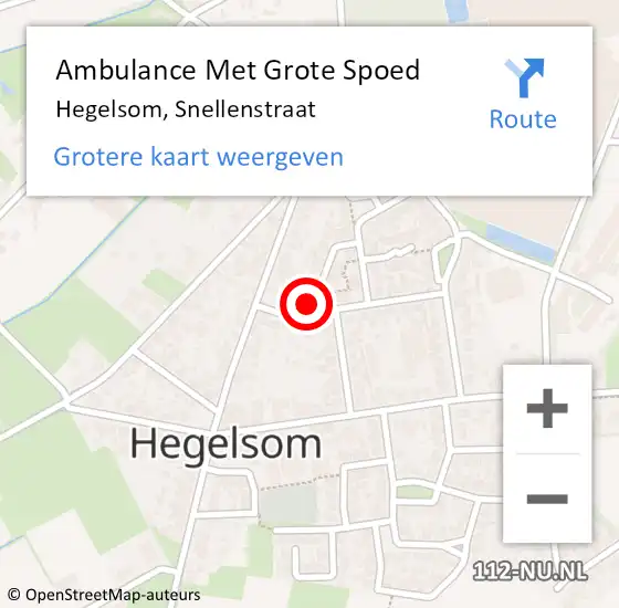 Locatie op kaart van de 112 melding: Ambulance Met Grote Spoed Naar Hegelsom, Snellenstraat op 15 februari 2015 13:52