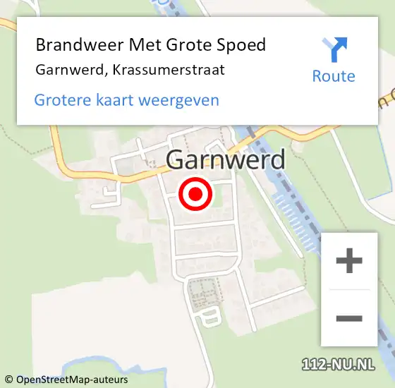 Locatie op kaart van de 112 melding: Brandweer Met Grote Spoed Naar Garnwerd, Krassumerstraat op 15 februari 2015 14:18