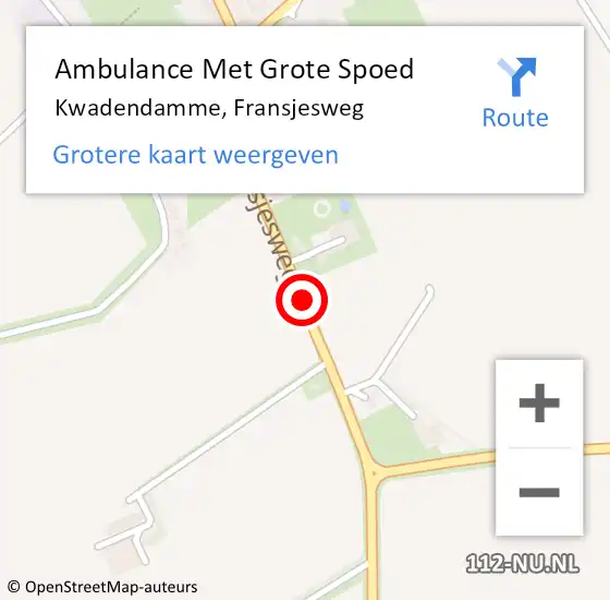 Locatie op kaart van de 112 melding: Ambulance Met Grote Spoed Naar Kwadendamme, Fransjesweg op 15 februari 2015 14:36