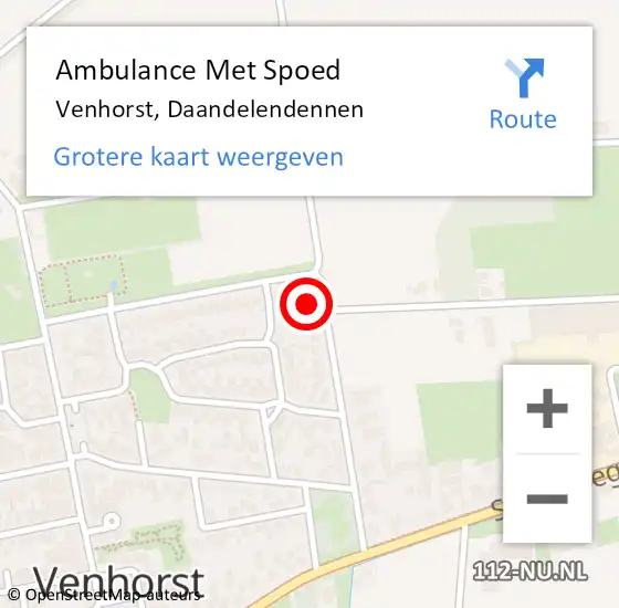 Locatie op kaart van de 112 melding: Ambulance Met Spoed Naar Venhorst, Daandelendennen op 15 februari 2015 15:07