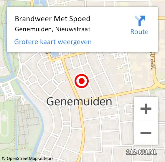 Locatie op kaart van de 112 melding: Brandweer Met Spoed Naar Genemuiden, Nieuwstraat op 15 februari 2015 15:50