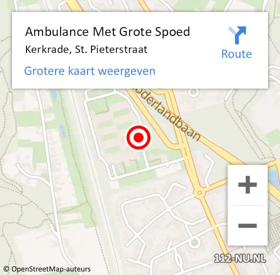 Locatie op kaart van de 112 melding: Ambulance Met Grote Spoed Naar Kerkrade, St. Pieterstraat op 15 februari 2015 16:06