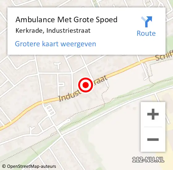 Locatie op kaart van de 112 melding: Ambulance Met Grote Spoed Naar Kerkrade, Industriestraat op 15 februari 2015 17:19