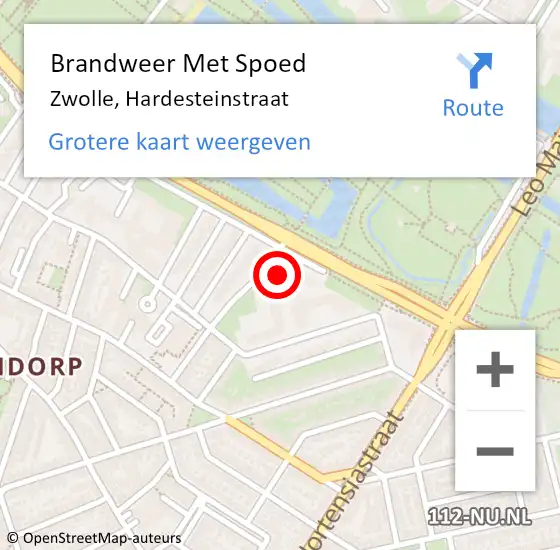 Locatie op kaart van de 112 melding: Brandweer Met Spoed Naar Zwolle, Hardesteinstraat op 15 februari 2015 17:54