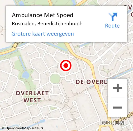 Locatie op kaart van de 112 melding: Ambulance Met Spoed Naar Rosmalen, Benedictijnenborch op 15 februari 2015 17:54