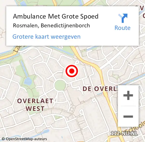 Locatie op kaart van de 112 melding: Ambulance Met Grote Spoed Naar Rosmalen, Benedictijnenborch op 15 februari 2015 17:59