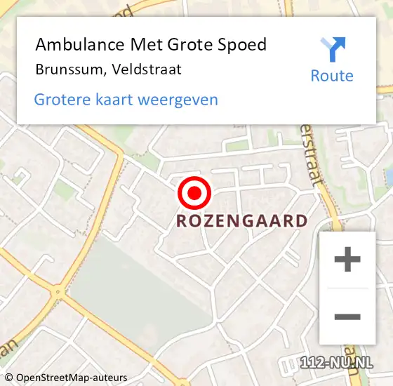 Locatie op kaart van de 112 melding: Ambulance Met Grote Spoed Naar Brunssum, Veldstraat op 15 februari 2015 18:09