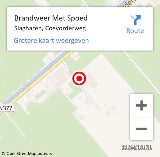 Locatie op kaart van de 112 melding: Brandweer Met Spoed Naar Slagharen, Coevorderweg op 15 februari 2015 18:19