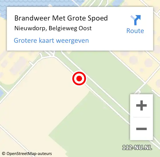 Locatie op kaart van de 112 melding: Brandweer Met Grote Spoed Naar Nieuwdorp, Belgieweg Oost op 29 oktober 2013 22:18