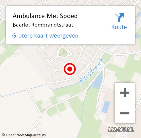 Locatie op kaart van de 112 melding: Ambulance Met Spoed Naar Baarlo, Rembrandtstraat op 15 februari 2015 18:59