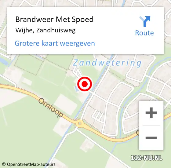 Locatie op kaart van de 112 melding: Brandweer Met Spoed Naar Wijhe, Zandhuisweg op 15 februari 2015 19:01