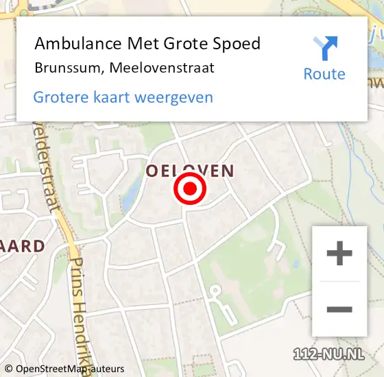 Locatie op kaart van de 112 melding: Ambulance Met Grote Spoed Naar Brunssum, Meelovenstraat op 15 februari 2015 19:11