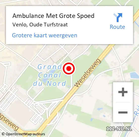 Locatie op kaart van de 112 melding: Ambulance Met Grote Spoed Naar Venlo, Oude Turfstraat op 15 februari 2015 20:18