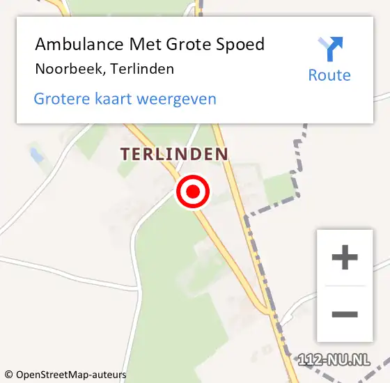 Locatie op kaart van de 112 melding: Ambulance Met Grote Spoed Naar Noorbeek, Terlinden op 15 februari 2015 20:24