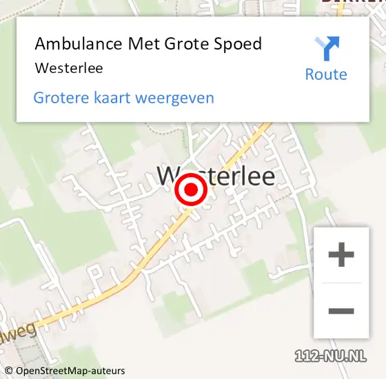 Locatie op kaart van de 112 melding: Ambulance Met Grote Spoed Naar Westerlee op 15 februari 2015 20:24