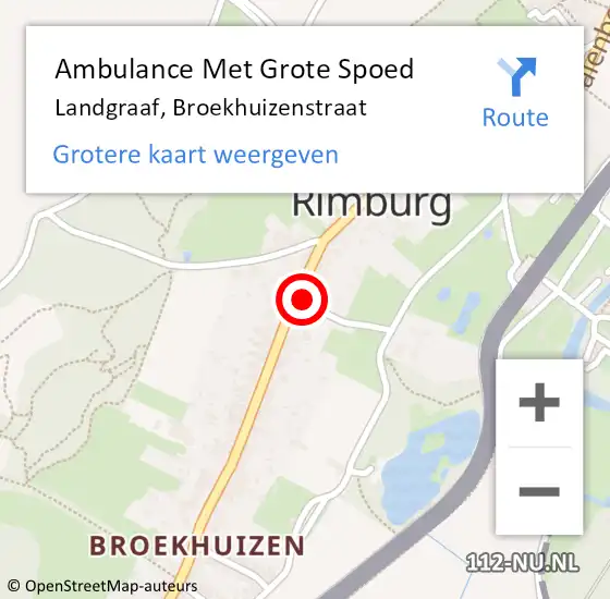 Locatie op kaart van de 112 melding: Ambulance Met Grote Spoed Naar Landgraaf, Broekhuizenstraat op 15 februari 2015 20:26