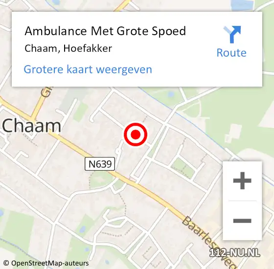 Locatie op kaart van de 112 melding: Ambulance Met Grote Spoed Naar Chaam, Hoefakker op 15 februari 2015 20:34